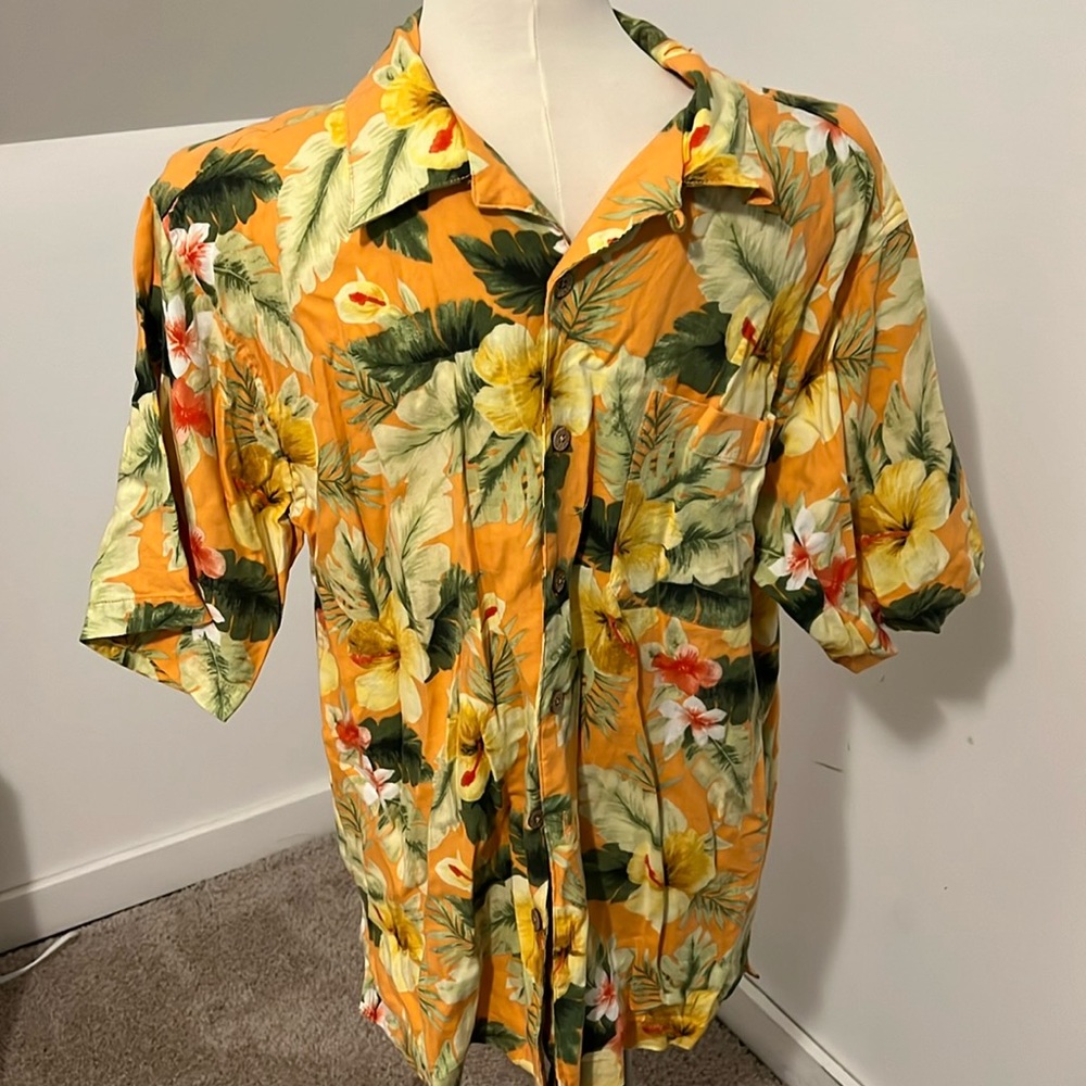 Caribbean Joe Island supply Company, button-down shirt, floral, print size large